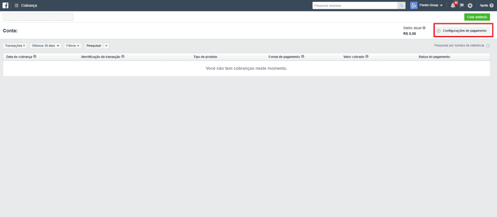 Agora, basta ir em “Configurações de pagamento”.