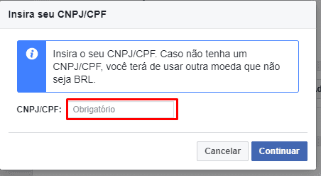 Agora, preencha o CPF ou CNPJ da empresa.