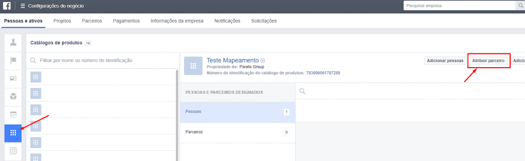 Acessar Configurações do Negócio > Catálogo de Produtos > Atribuir Parceiro> Colocar ID: 998138020226640
