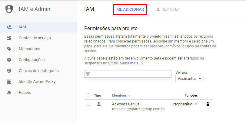 Adicionar na Firebase