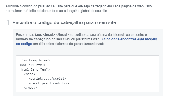Parte do esqueleto de um código HTML