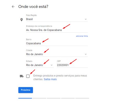 3/9 - Coloque o endereço para correspondência do seu negócio