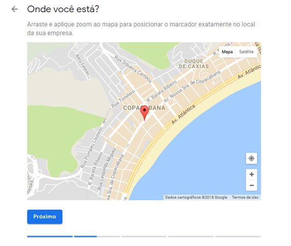 4/9 - Agora selecione o endereço físico do seu negócio: