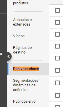 Depois, em “Palavras-chave” no Menu.