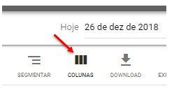 Edite seu Relatório de termos de pesquisa e altere as colunas que quer ver clicando no ícone de “Colunas”. Dessa forma, será possível adicionar, remover ou reordenar as colunas no seu relatório.