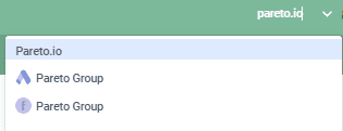 Pareto Ads view (which has no icon indicating that it is a Google or Facebook account).