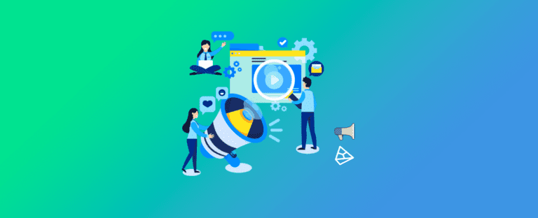 topo de funil marketing: imagem em formato de ícones de três pessoas mexendo em uma engrenagem e em um mega fone