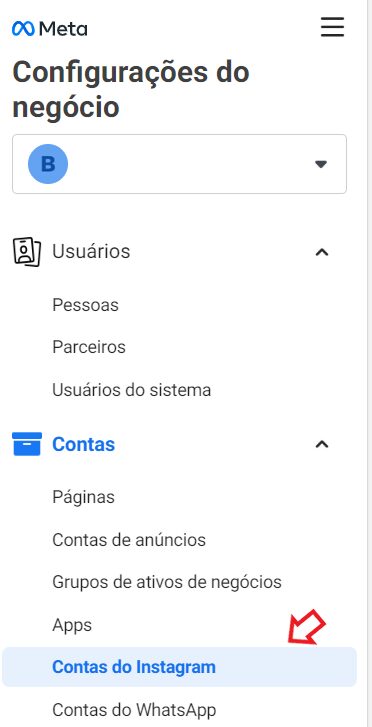 facebook business: imagem da plataforma indicando o local para adicionar conta do Instagram e WhatsApp 