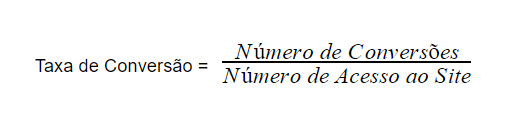 Taxa de conversão: imagem do cálculo de número de conversões dividido pelo número de visitantes