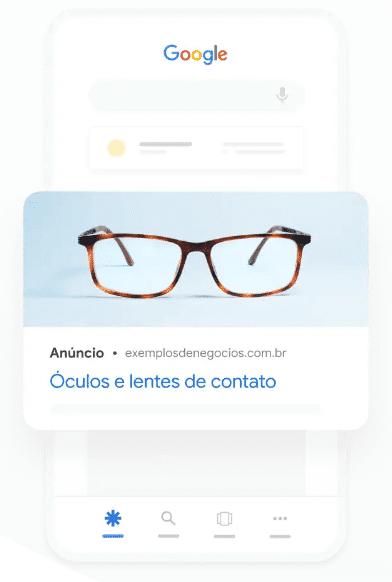 google ads: imagem de um celular com um anúncio na tela no formato de display