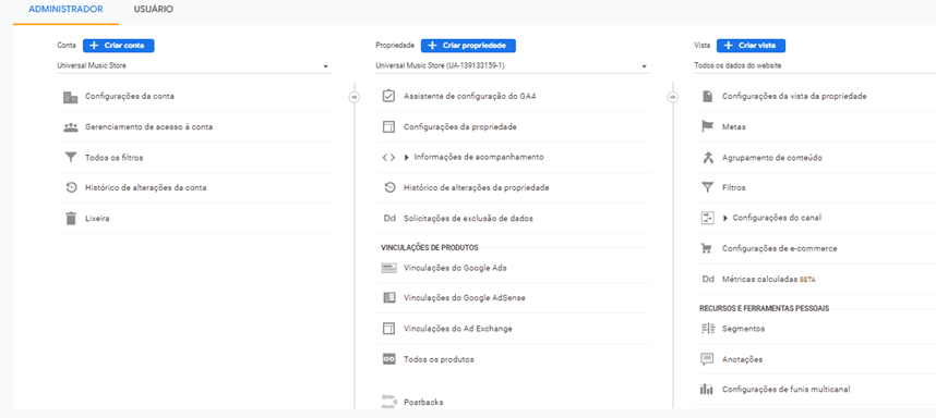 Google Analytics 4: imagen de la plataforma indicando la nueva estructura.