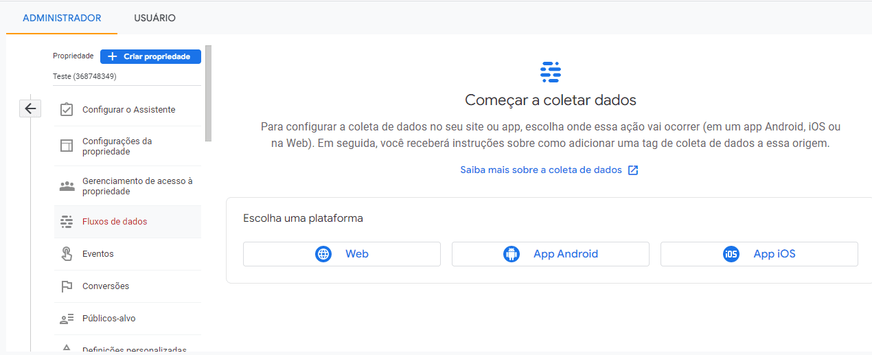 Google Analytics 4: imagem indicando como configurar a nova atualização.