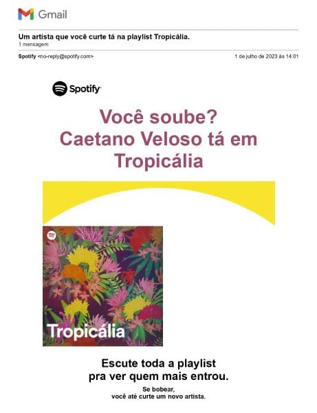 Email Marketing: exemplo de email do Spotify