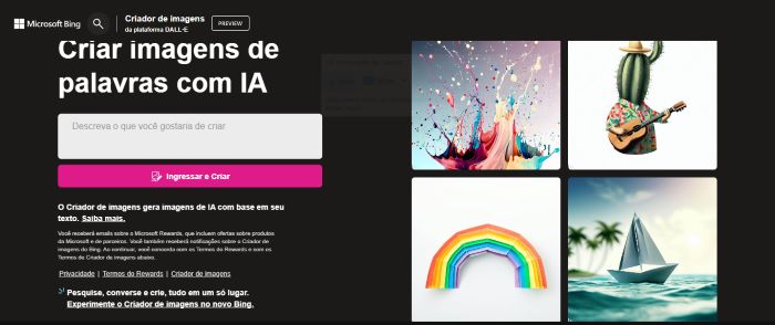 IA que Cria Imagens: imagem da plataforma Bing Image Creator