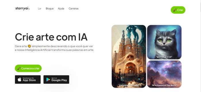 IA que Cria Imagens: imagem da plataforma StarryAI