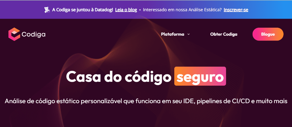 IA para Programação: página inicial do Codiga