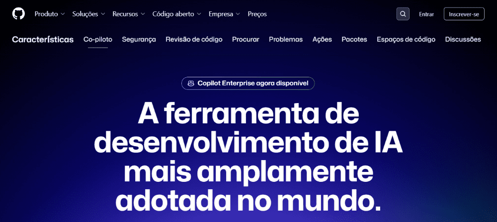 IA para Programação: página inicial da Github