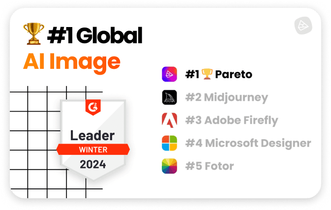 Inteligência Artificial Desenho: imagem de premiação do G2 como a Pareto em top 1 global de melhor geradora de imagem com IA