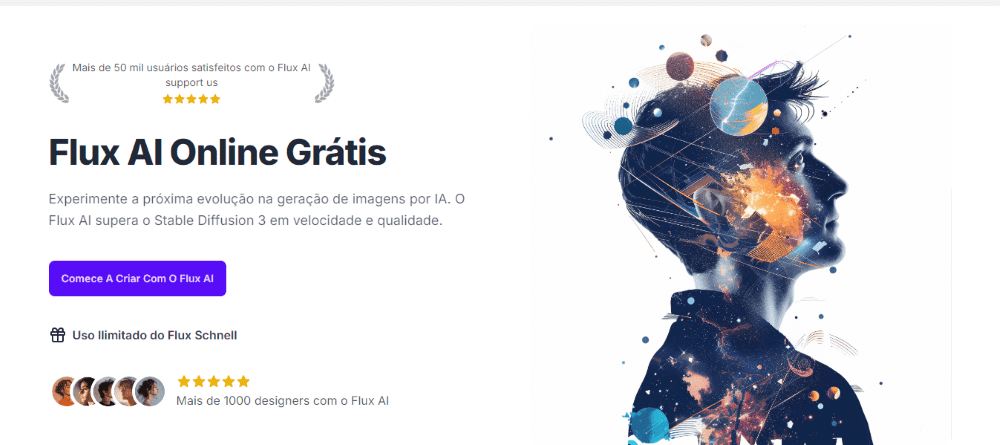 IA que Cria Imagens: página inicial da Flux Pro