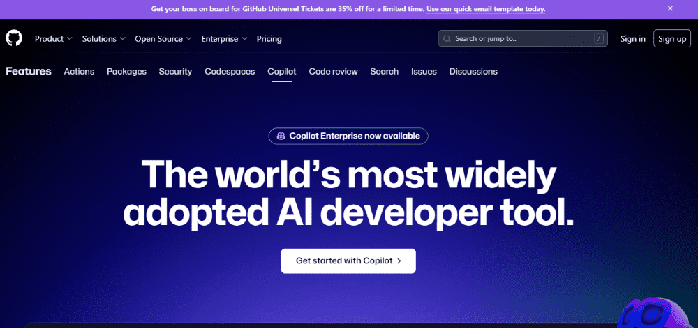 Copilot AI: GitHub homepage image