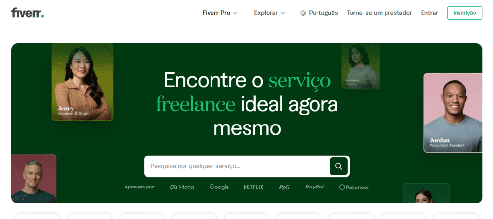 IA para Criar Logos: página inicial da Fiverr