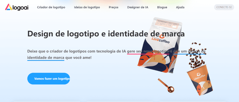 IA para Criar Logos: página inicial da Logo AI