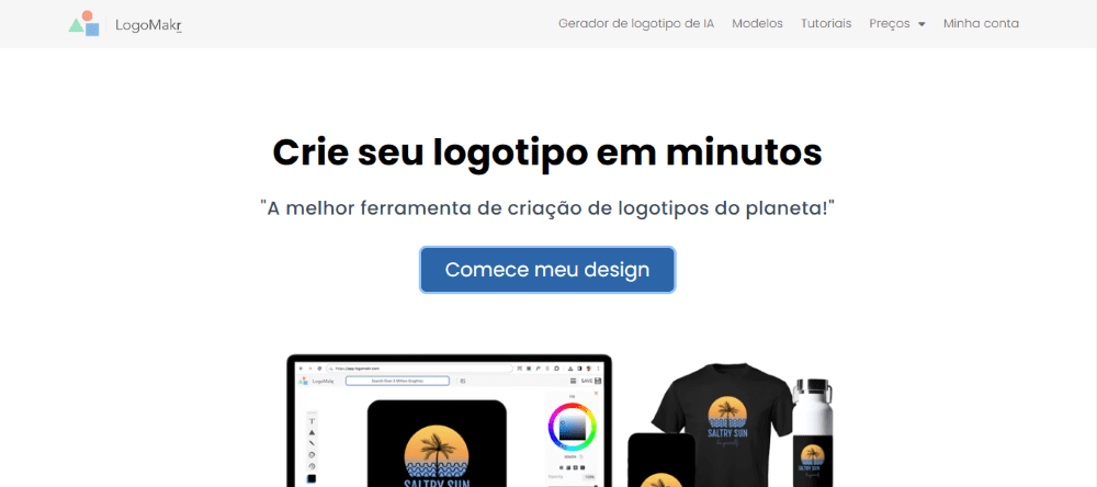 IA para Criar Logos: página inicial da Logomakr