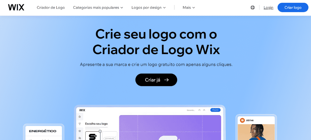 IA para Criar Logos: página inicial da Wix Logo