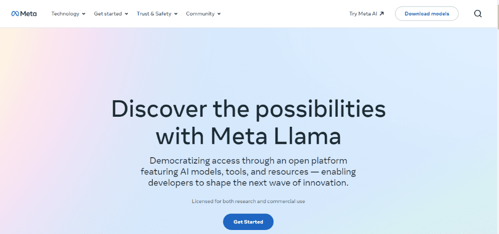 LLM: Llama homepage image
