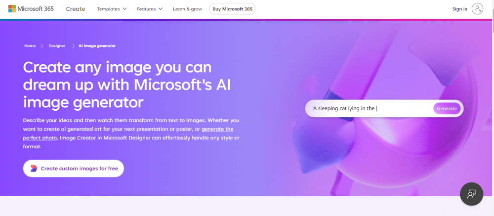 Microsoft AI Image Generator: Microsoft AI Image homepage
