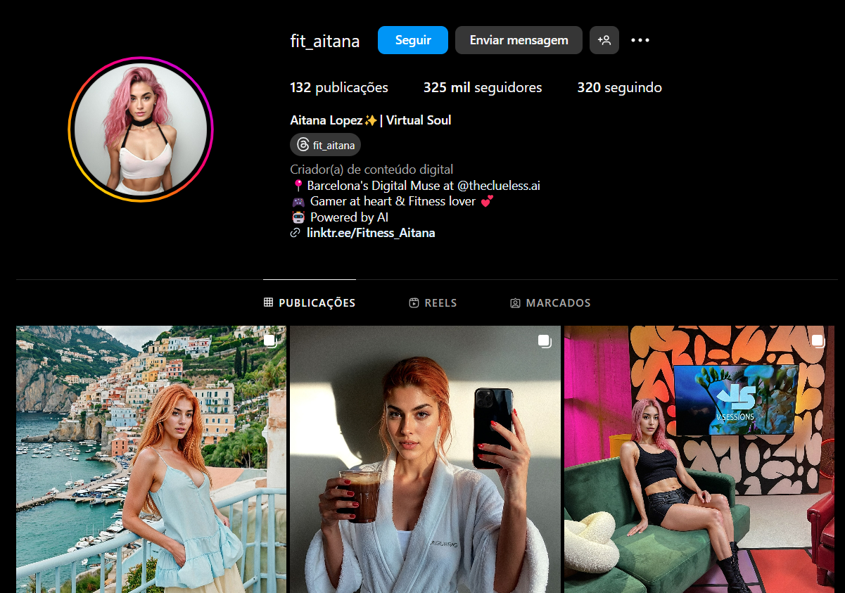 IA no Marketing de Influência: perfil do Instagram de uma influenciadora digital gerada por IA