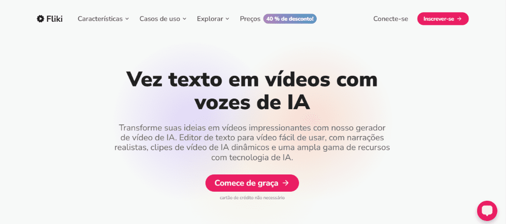 Criar Video com IA: página inicial da Fliki