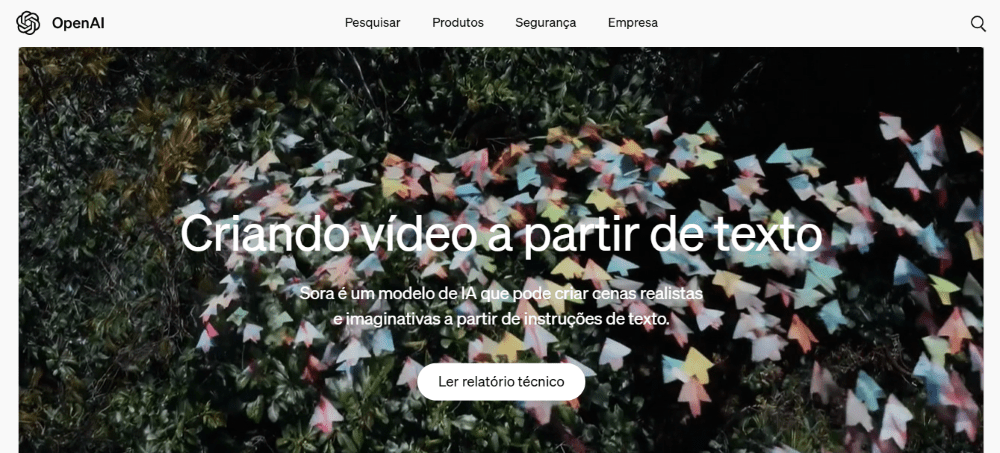 Criar Video com IA: página inicial da Sora - OpenAI