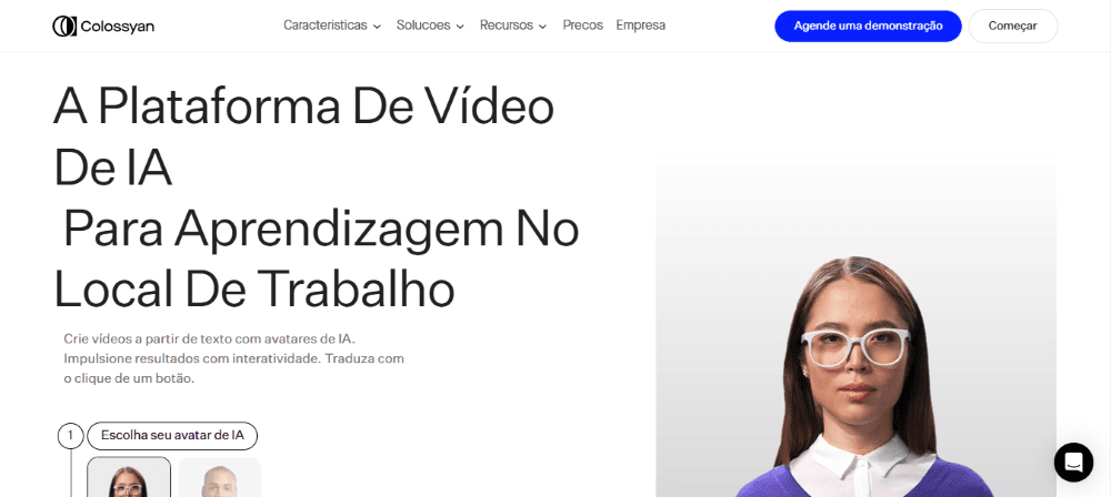 Criar Video com IA: página inicial do Colossyan